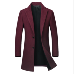 Thumbnail: Men Wool Trench Coat Slim Overcoat Warm Winter Long Men's Trench Coats