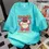 Thumbnail: 100% Cotton Cartoon Bear Print Summer T-Shirt for Women