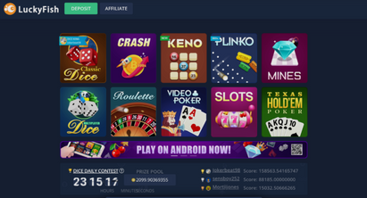 luckyfish casino's game selection overview
