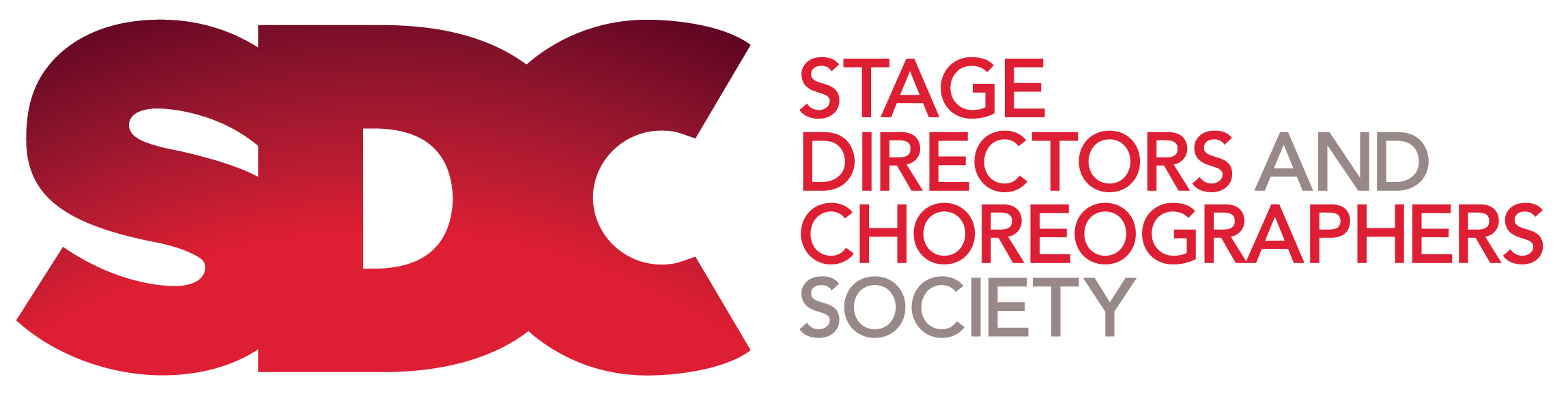 Union logo for Stage Directors and Choreographers Society (SDC) consisting of red SDC logo and red and grey lettering