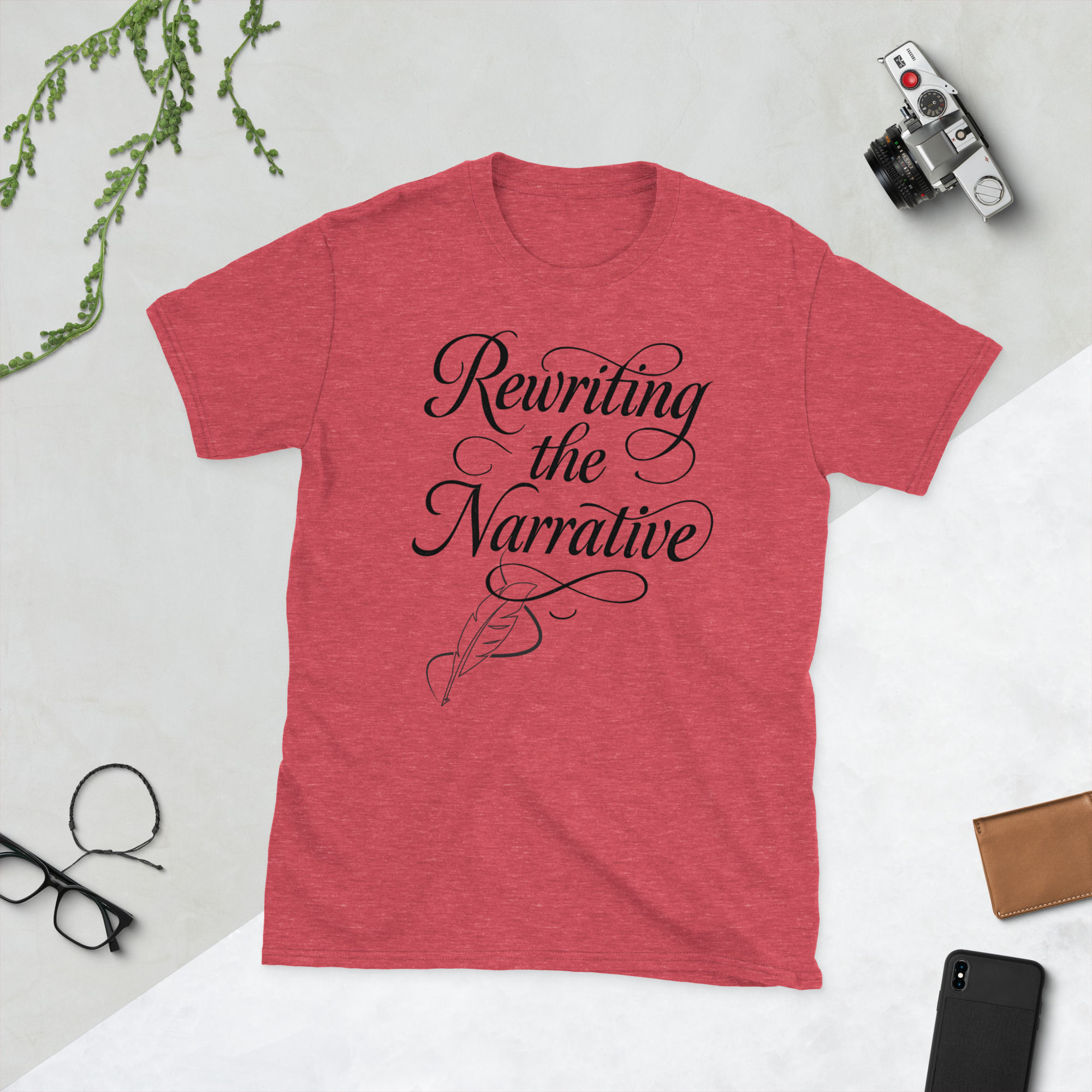 Rewriting the Narrative Short-Sleeve Unisex T-Shirt (Black font)