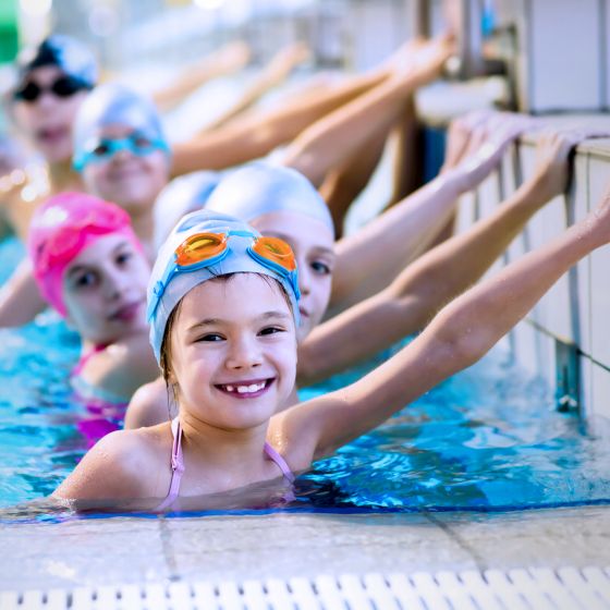 Rebecca teaching swimming lessons
