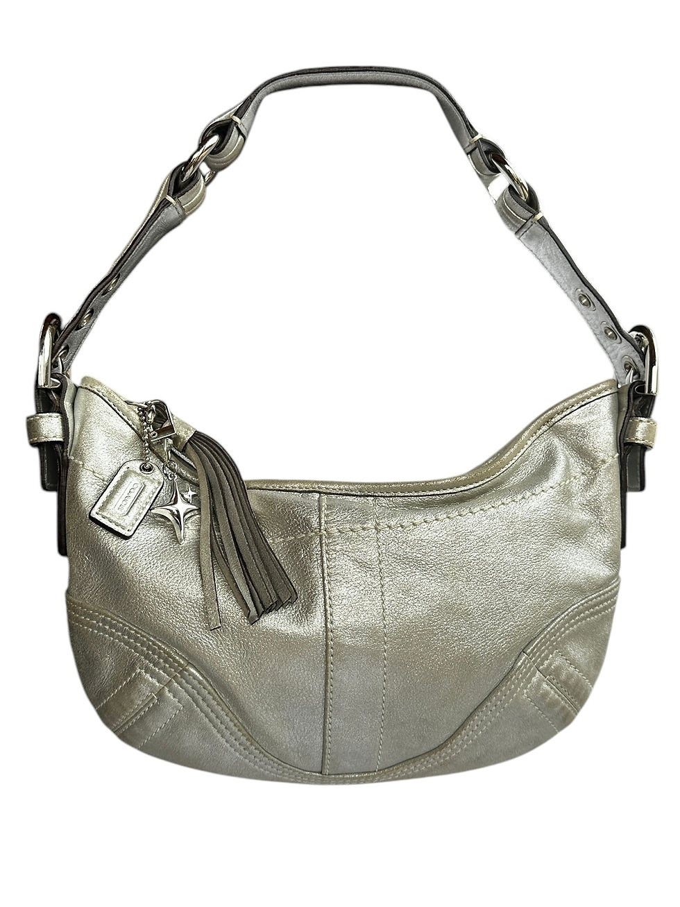 2005 Coach Metallic Silver Goat Suede & Leather Soho Hobo Bag