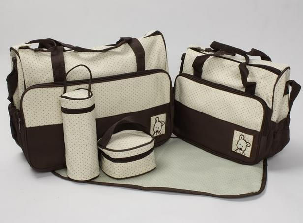 Miniatura: Pañalera para bebe 5 piezas color cafe