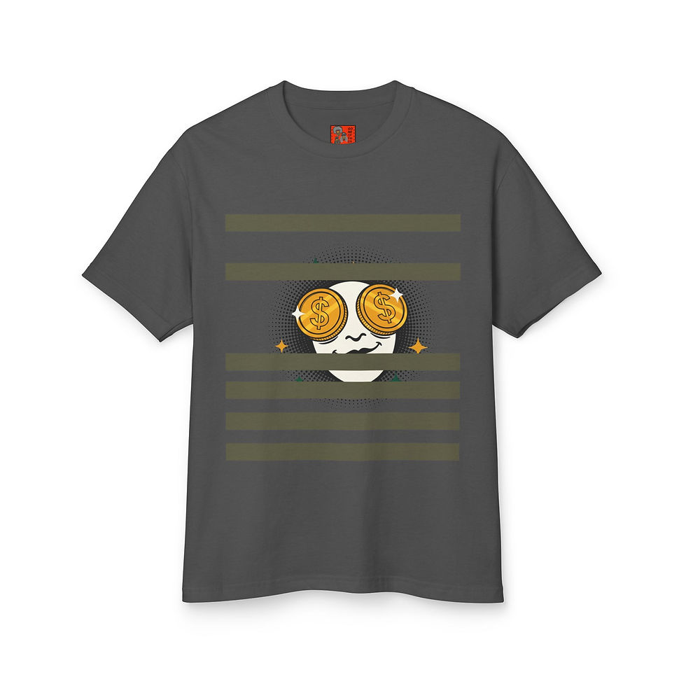 Thumbnail: Money Eyes Graphic MERCH – Retro Striped Dollar Coin Design