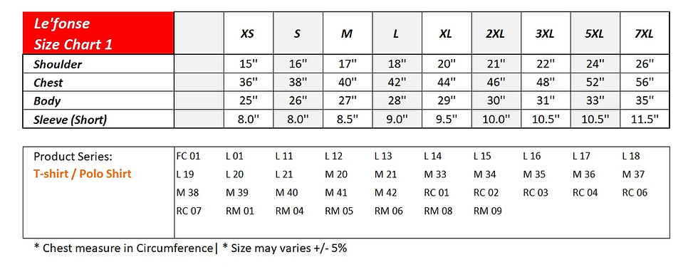 LE'FONSE Size Chart 01