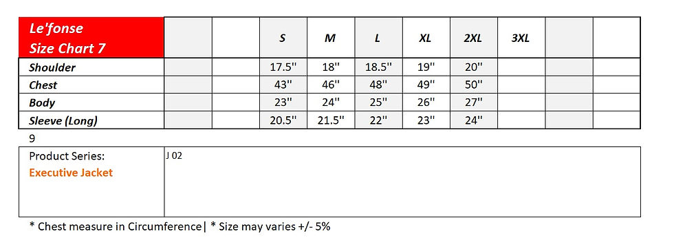 LE'FONSE Size Chart 07