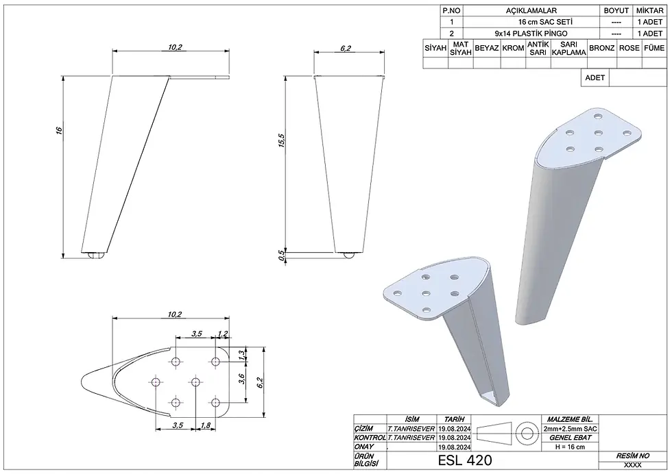 Thumbnail: Technical Drawing of Steel Furniture Legs