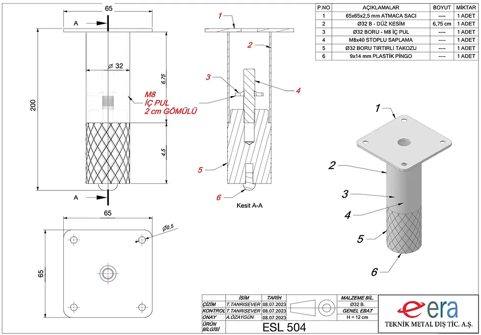 Thumbnail: Technical Drawings of Aluminium Sleek Adjustable Furniture Legs