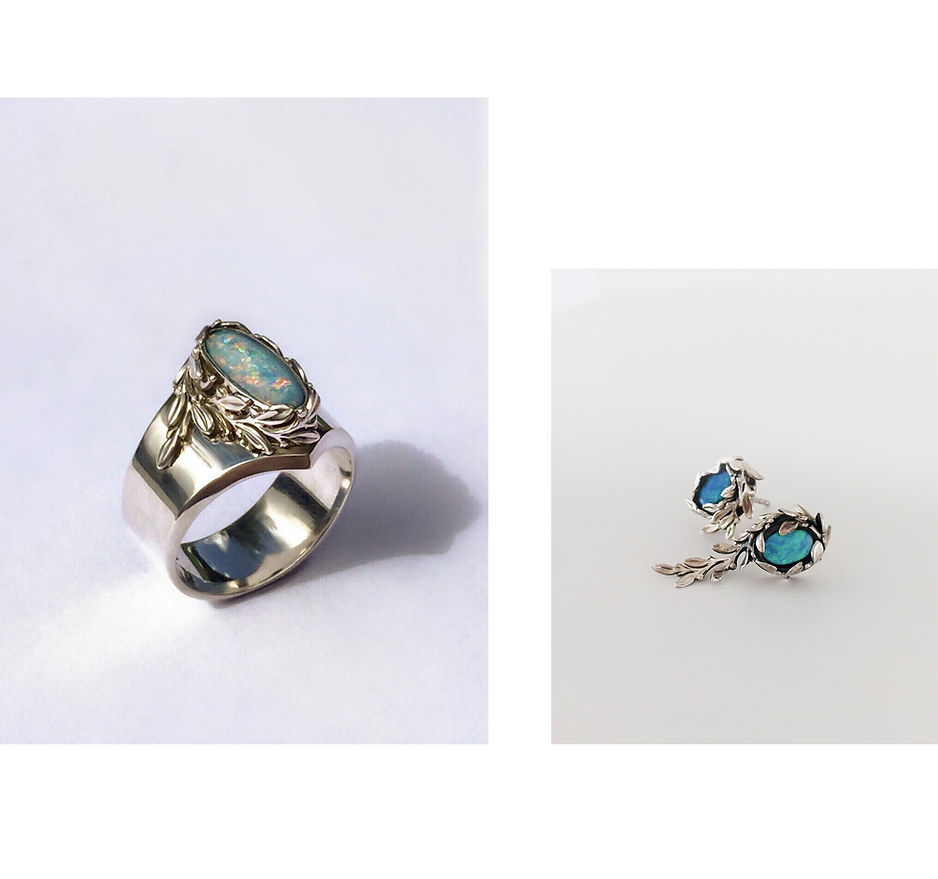 Opal Schmuck Silber 925 von Auraria Artis, Damaris Rohner Goldschmiedin