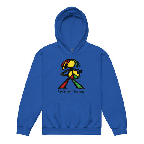 Peace isnt passive youth hoodie