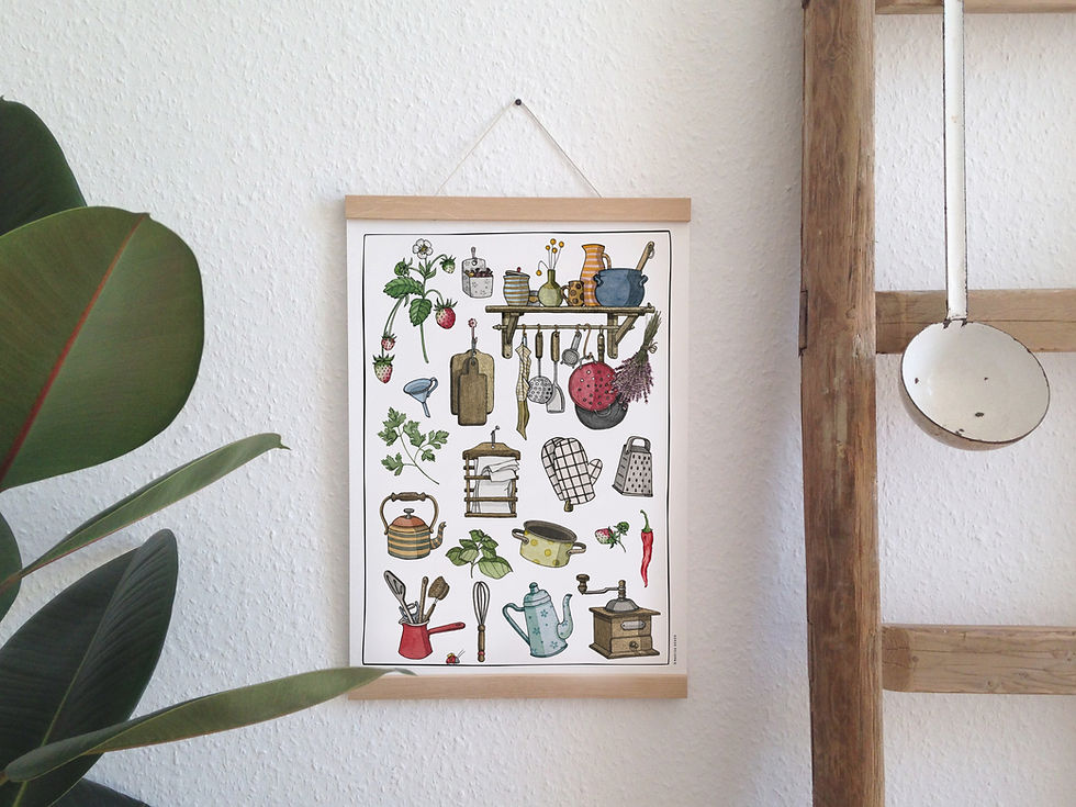 Miniaturbild: Poster Küchengemütlichkeit Birkenpapier natur