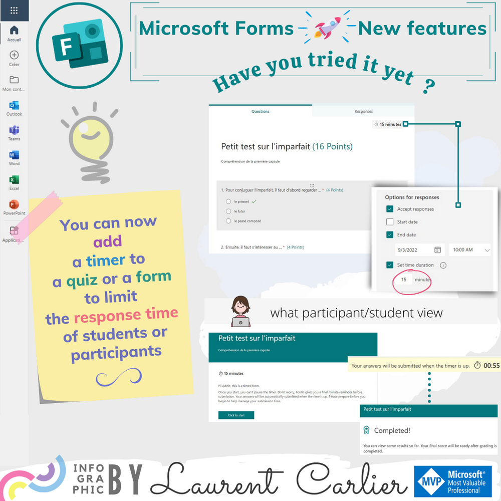 Microsoft Forms add a timer to a quiz recording