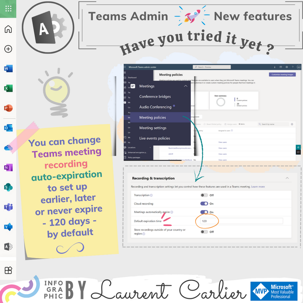 change Microsoft Teams default expiration meeting recording