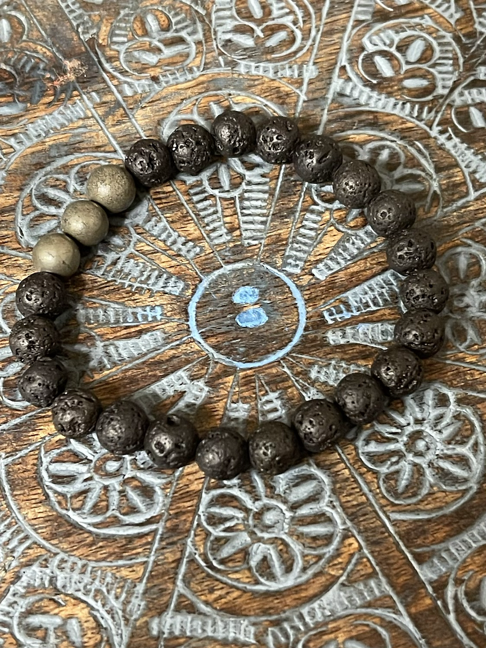 Thumbnail: Pyrite & Lava Rock Beads Bracelet