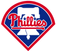 Phillies logo with red and white text on a blue diamond shape. MVP360 Sports.