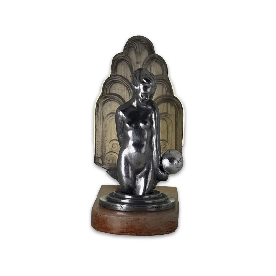 1930s Art Deco Lady Lamp - Vintage Spelter Nude Figural Table Lamp.