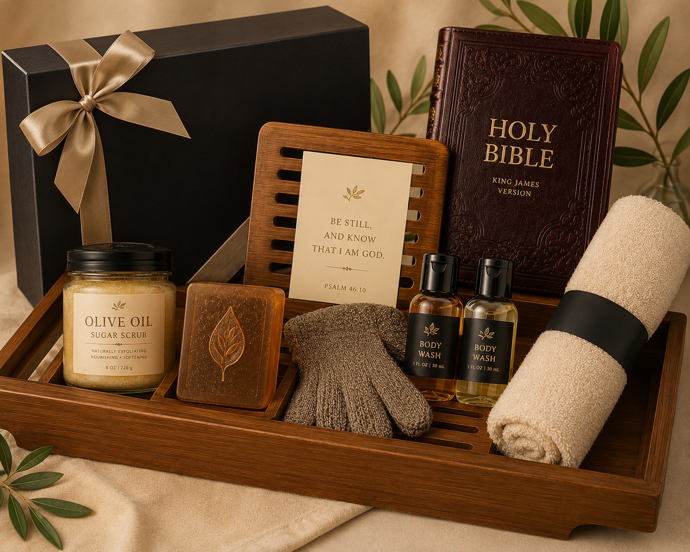 Bamboo Bath Bar Tray Set