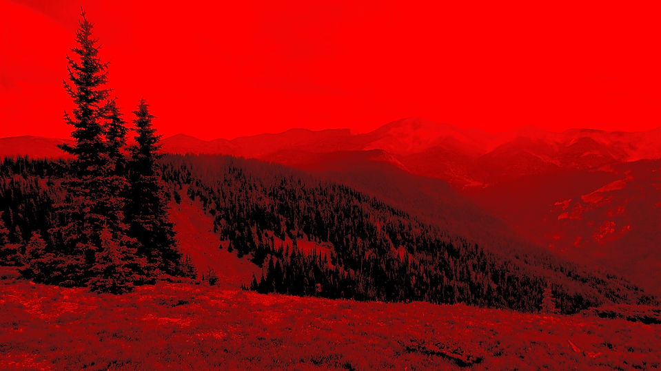 A picture of the Sangre de Cristo Ranches with a red overlay