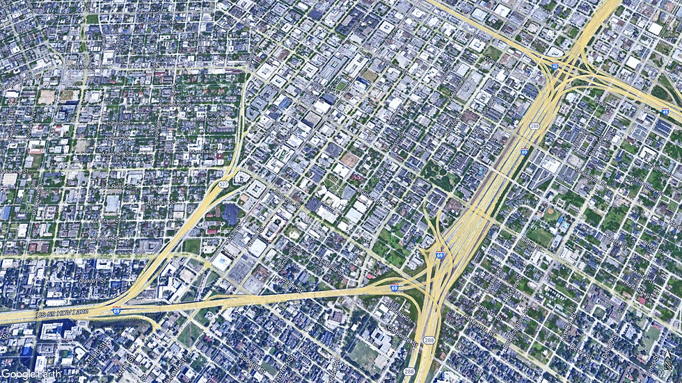 Map displaying Houston's #1 most congested bottleneck, the I-45S/I-69S Interchange.