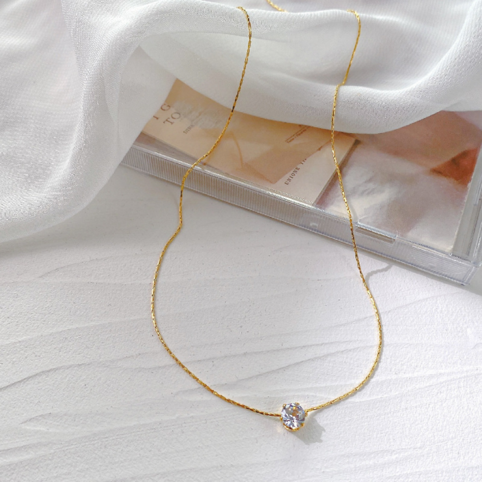 Thumbnail: Stainless Steel Gold Plated Dainty Minimalist Zircon Charm Anti Tarnish Chain Ro
