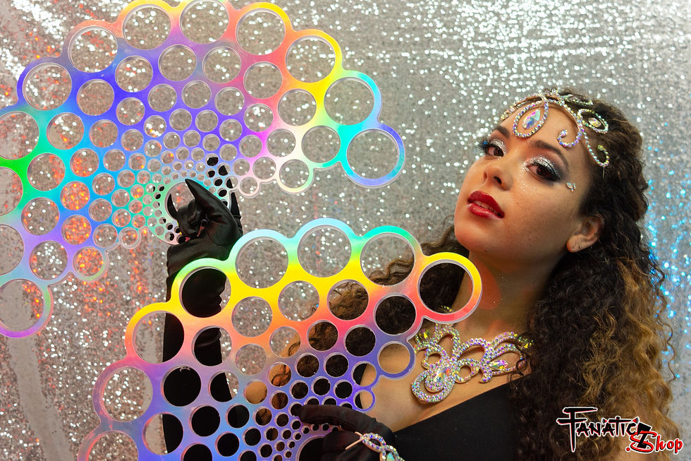 Thumbnail: Bubbles Hologram - 1.75" Tech Grip Custom Flow Fans , Practice Fans, Day fans, T