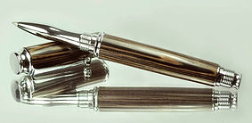 Pittswood Handturned Omega Rollerball pen in African Wenge Wood cap off.jpg