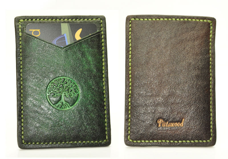Two tone leather card wallet front and back