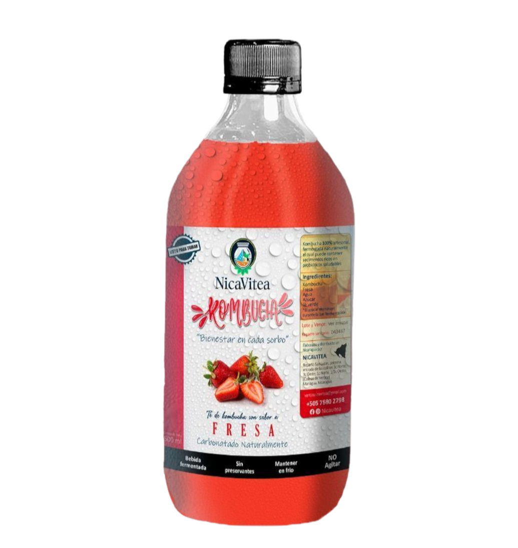 NICAVITEA kOMBUCHA SABOR FRESA 500ml.