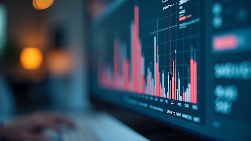 Close-up view of a computer screen displaying a business dashboard with KPIs