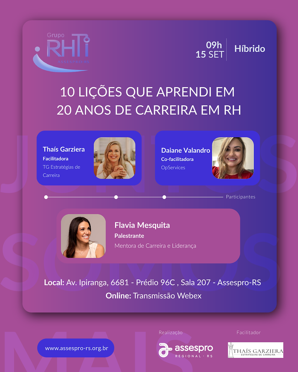 Grupo RHTI - 10 lições que eu aprendi em 20 anos de carreira em RH
