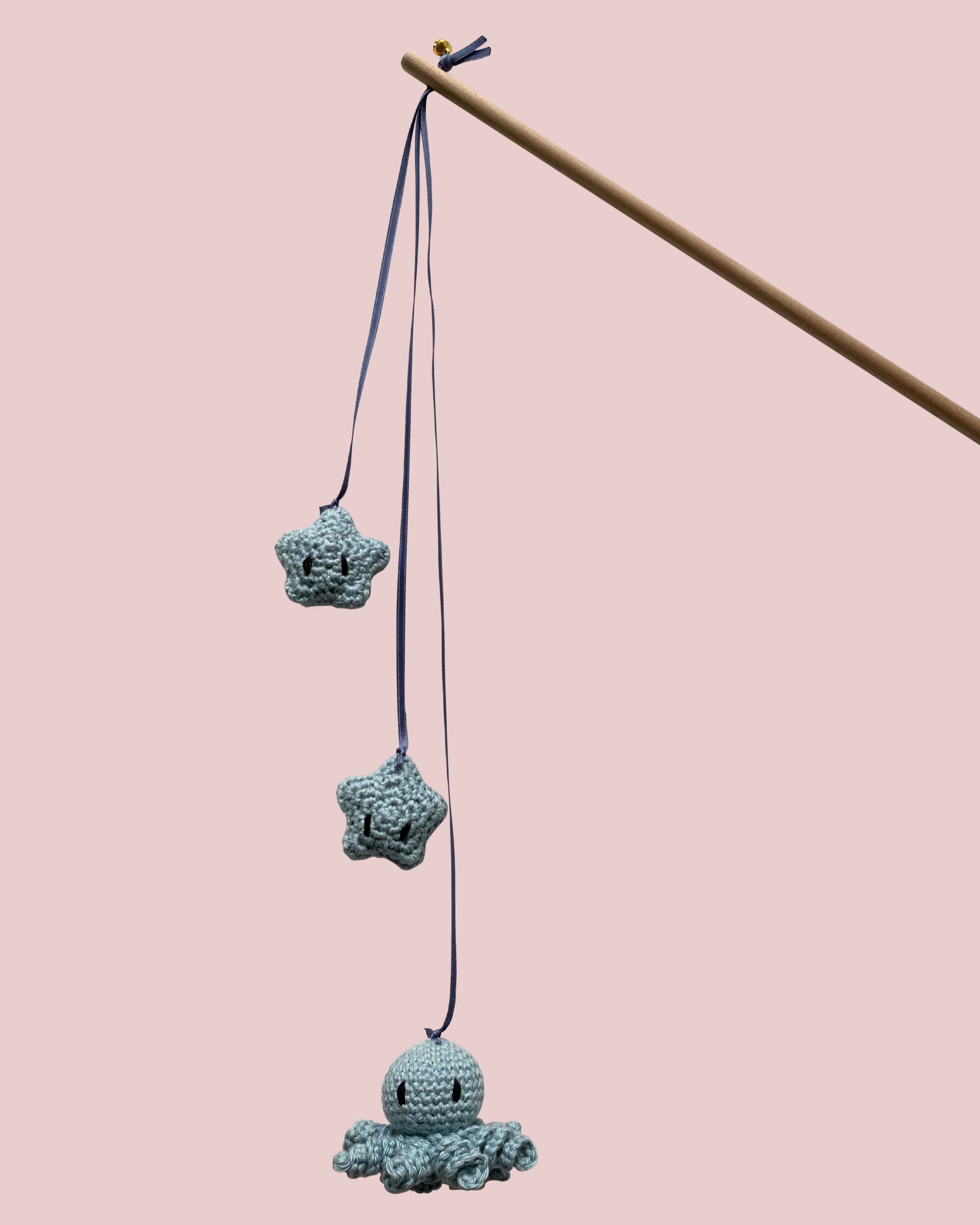 Katzenangel >Mr. Octopus< - blau