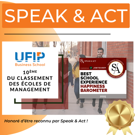 UFIP Business School, à la 10ème place du classement Best School Experience 2025