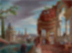 Venetian Capriccio with the Ruins at Genazzano, oil on paper, 2026