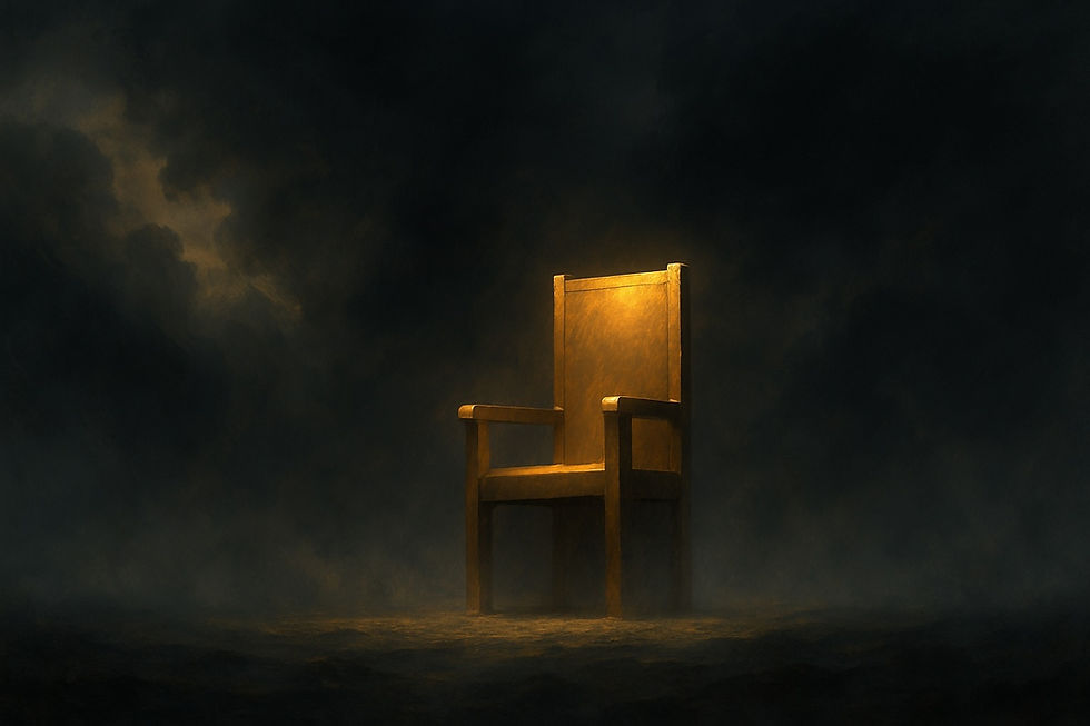 Empty golden throne, in a storm