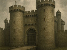 Fortress castle locked secured, gate down