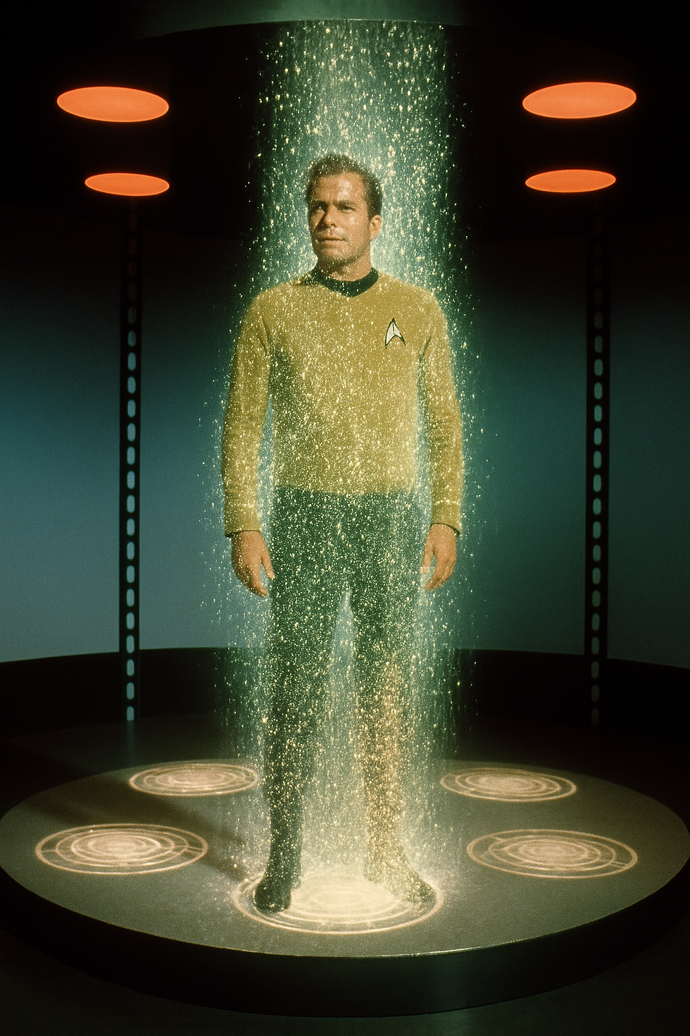Star Trek transporter beaming a ship captain
