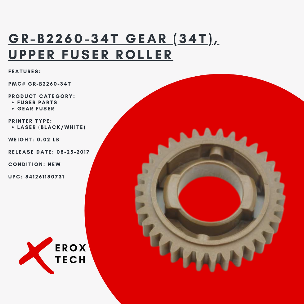 GR - B2260 - 34T Gear Upper Fuser Roller