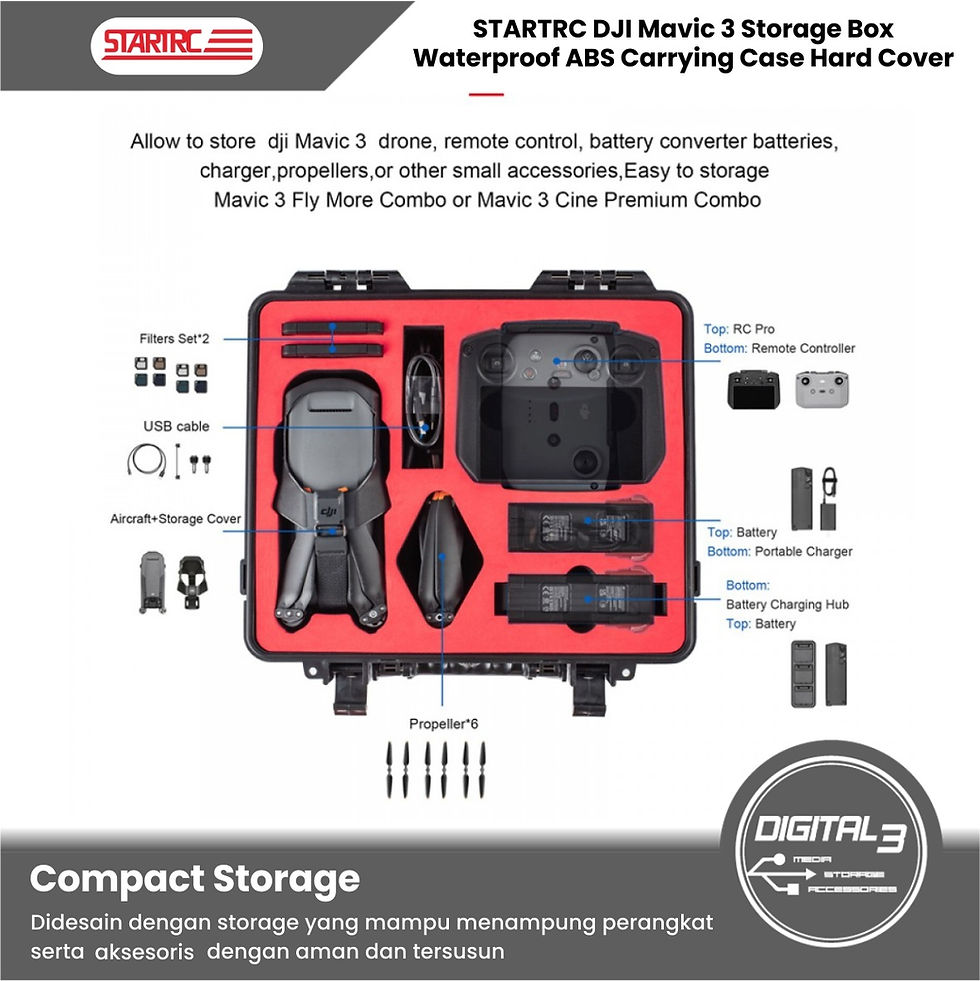 Thumbnail: Tas Drone Koper Carry Case Hard ABS StartRC DJI Mavic 3 Waterproof Bag