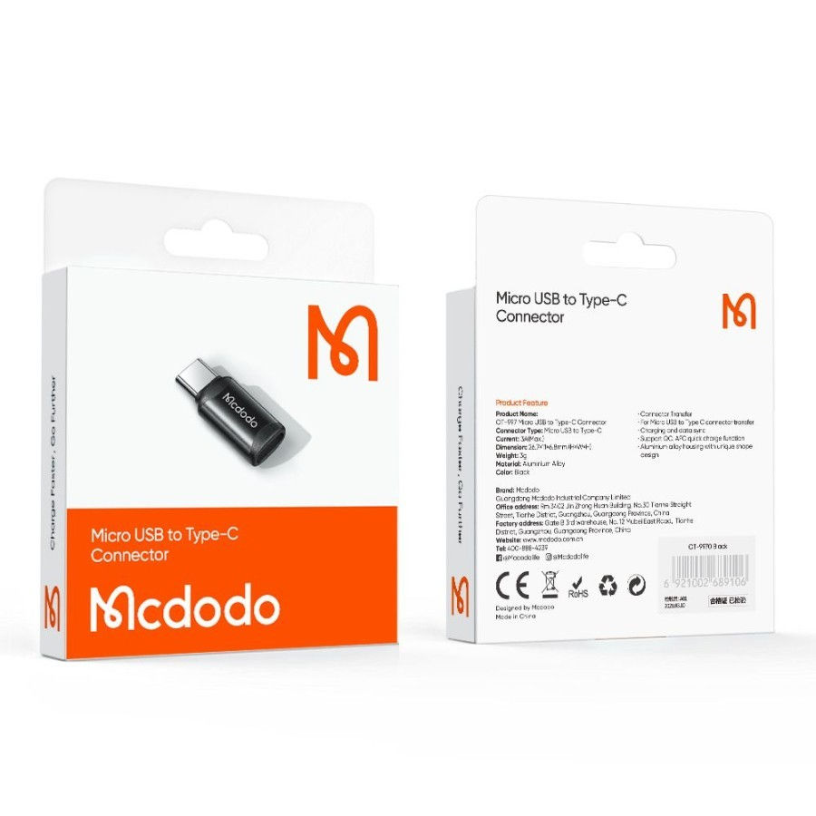 Thumbnail: Mcdodo OT-9970 USB Type C to Micro USB Convertor Adapter Konektor