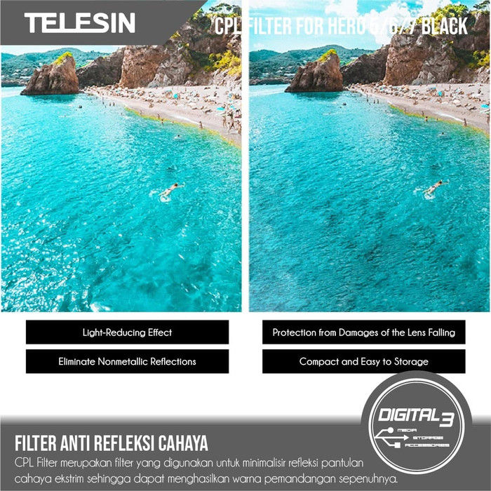 Thumbnail: Lensa Filter Polarize CPL GoPro Hero 5 6 7 Black Camera CPL Lens