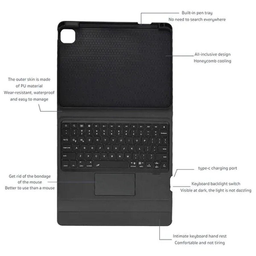 Thumbnail: Coteci Magic Keyboard Flip Case Rainbow Backlight with Touch Pad for Ipad Air