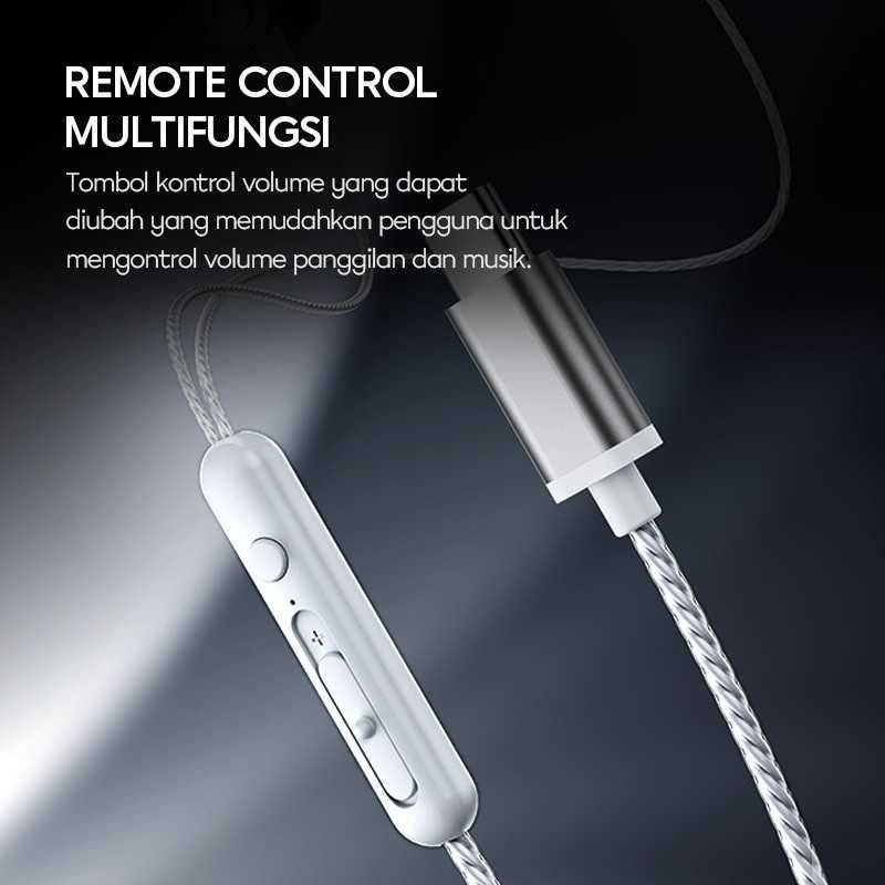 Thumbnail: VIVAN Earphone Q16 Metal Wired Headset Half-Ear Kabel Type-C Stereo HiFi Audio P