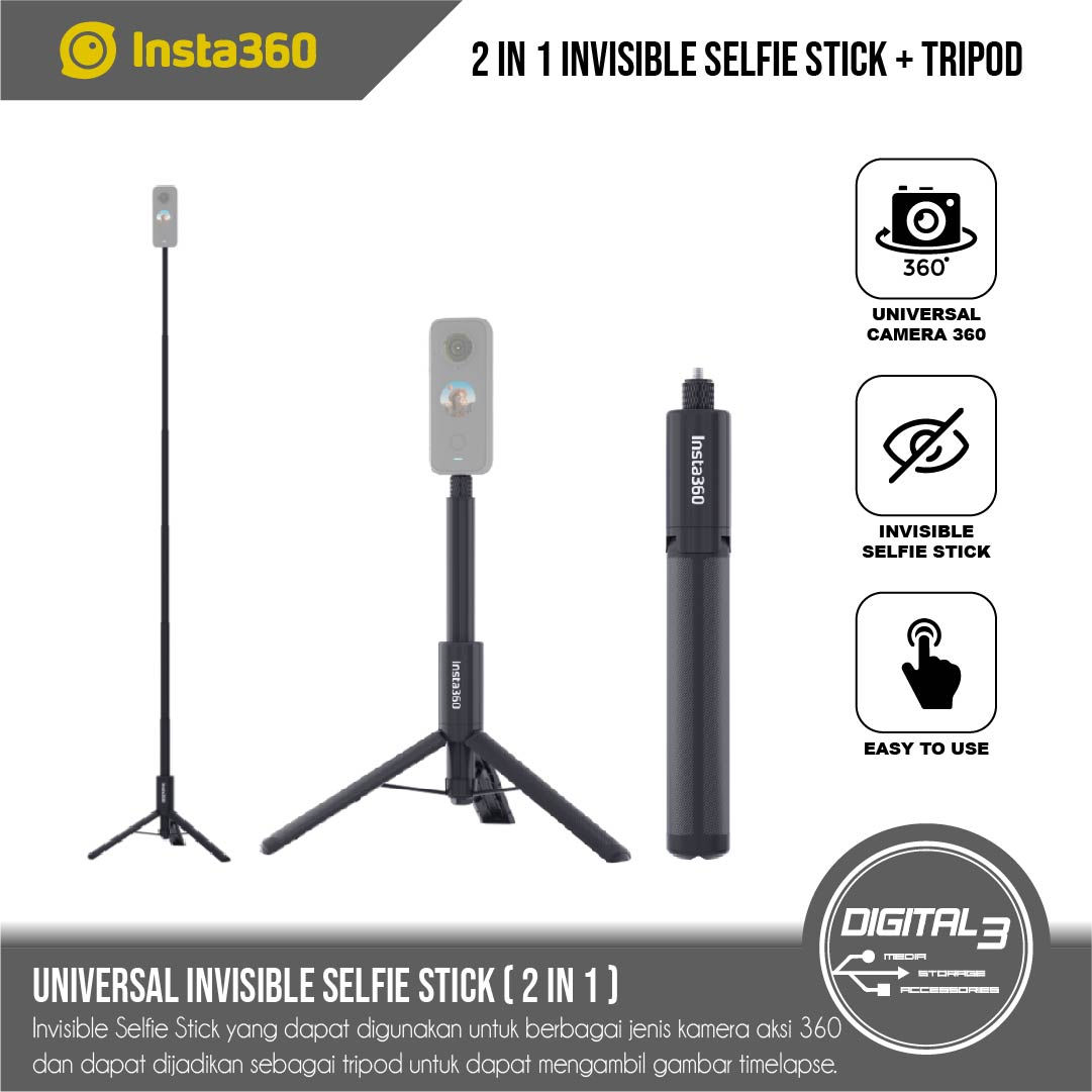 Insta360 2-in-1 Invisible Selfie Stick + Tripod One R, One X, One X2