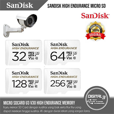 Sandisk High Endurance Micro SD Memory Card CCTV 32GB 64GB 128GB - Main Image