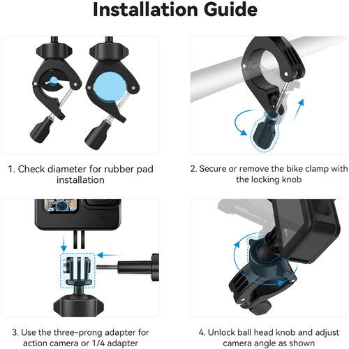 Thumbnail: Telesin Bike Handlebar Tube Clamp Mount 360° Rotary Motor Stang Sepeda