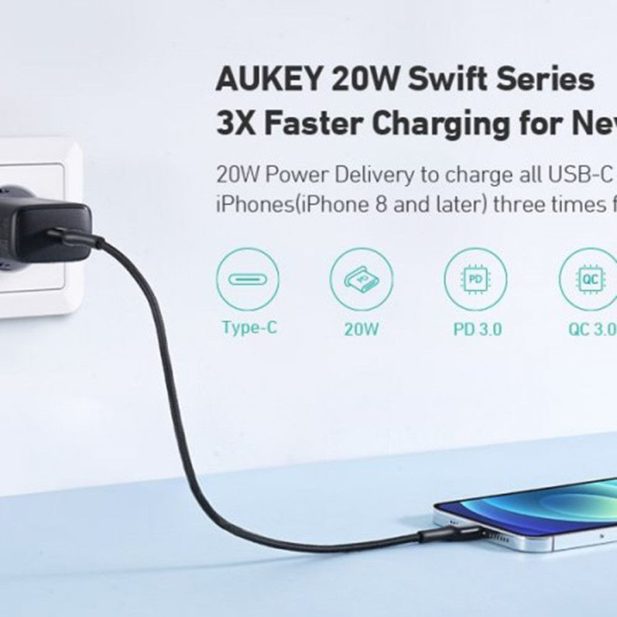 Thumbnail: Aukey Charger PA-R1 Swift 20W Adaptor USB Type C PD QC iphone Ipad