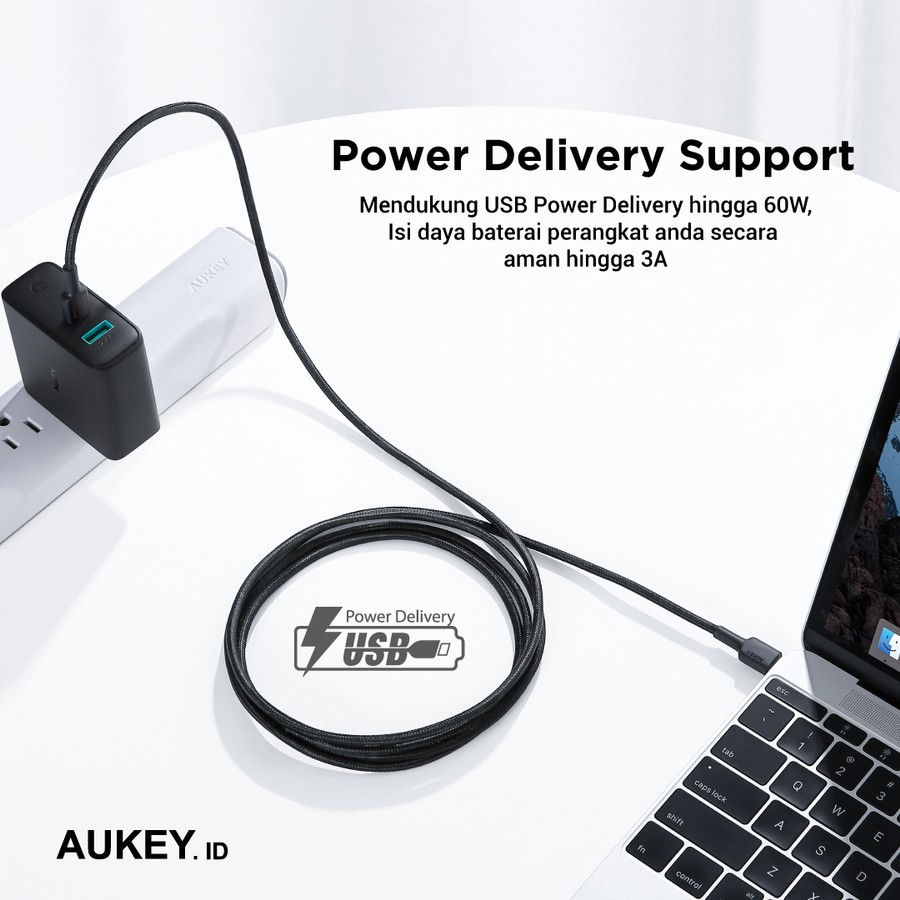Thumbnail: Aukey Cable Data CB-CD Impulse Braided CC Series Kabel USB-C to C 60W Fast Charg