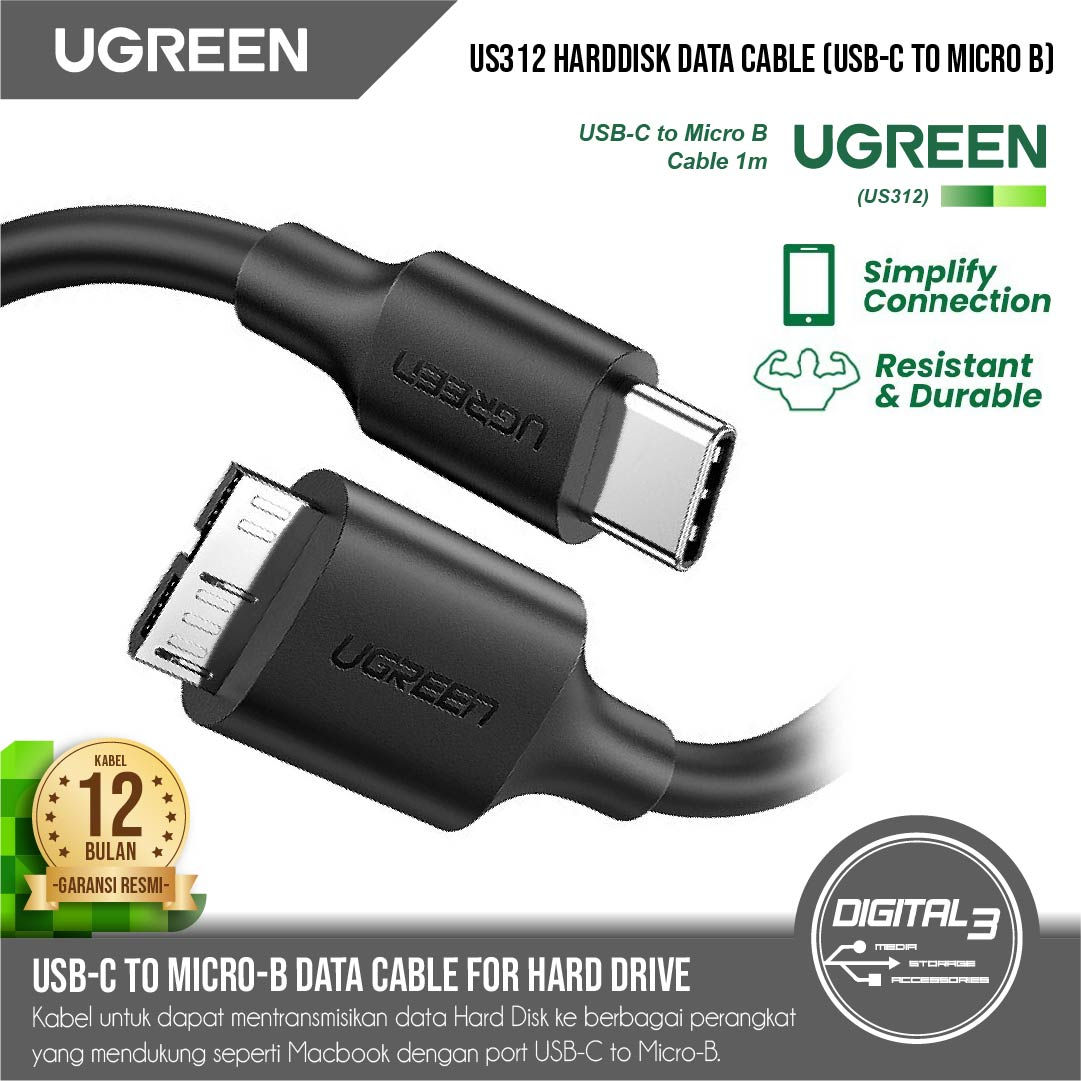 Kabel Data UGREEN US312 USB-C to Micro USB 3.0 Cable Hard Disk Drive