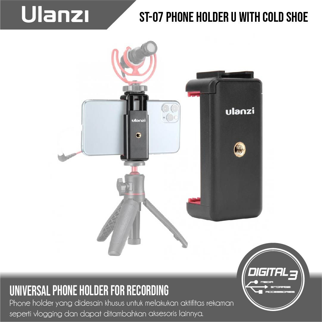 Ulanzi ST-07 ST07 Smartphone Holder HP Phone U Bracket Cold Shoe Vlog